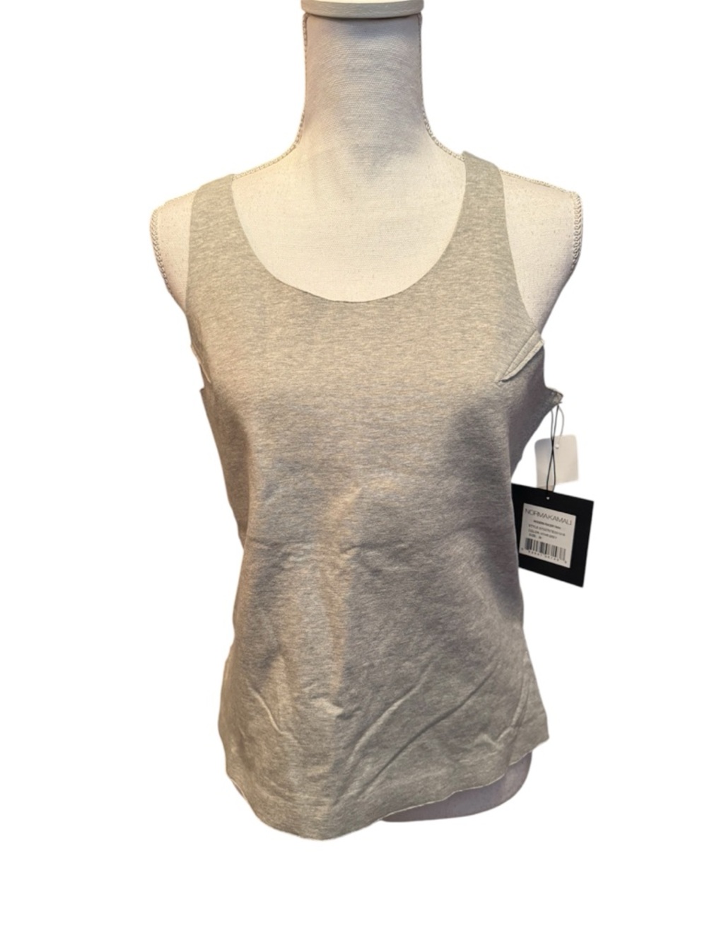 Norma Kamali Modern Racer Tank Top in Heather Grey